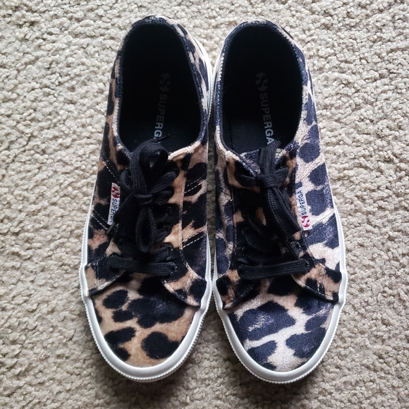 Superga Leopard Velvet Sneaker Shoes - Picture 2 of 7